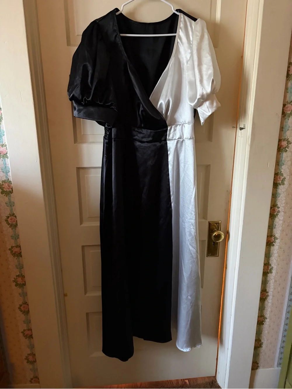Black and White Satin Dress - Picture 1 of 2